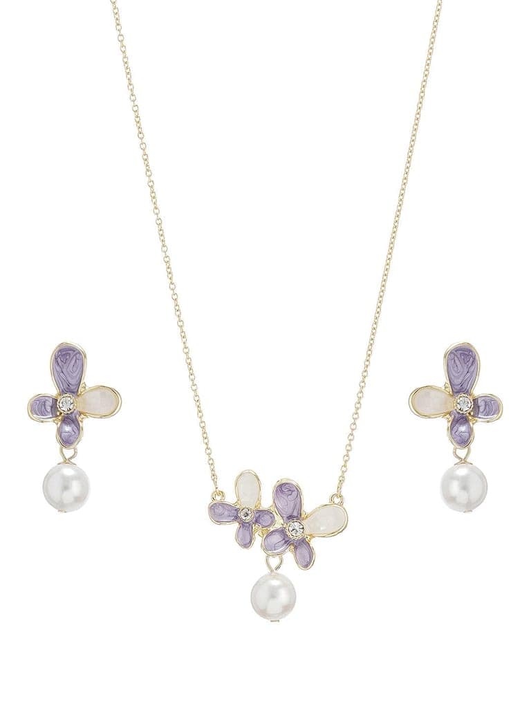 Floral Butterfly Pearl Pendant Necklace & Earrings Set view 8