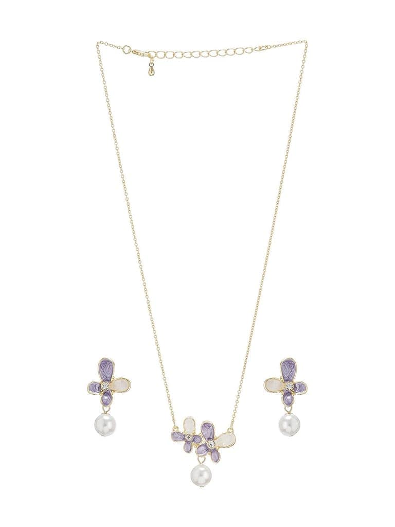 Floral Butterfly Pearl Pendant Necklace & Earrings Set view 9