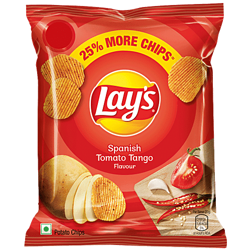 Lays Potato Chips - Spanish Tomato Tango Flavour, Crunchy Snacks, 50 g Pouch