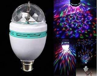 360 Degree Rotating Led Rotating Bulb Disco Led Light Lamp For Home Pooja Temple Party Home Diwali Decoration (Multi Colours)