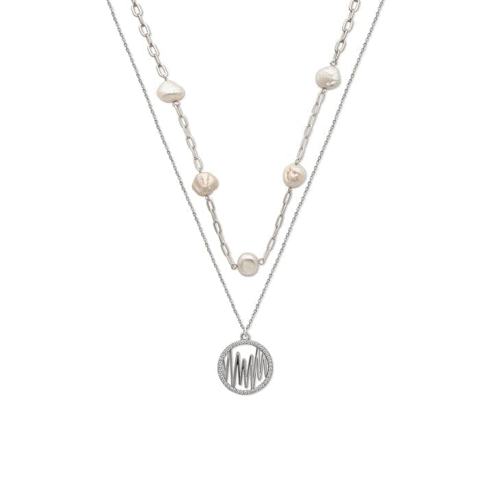 Silver Pearly Abstract Necklace view 4