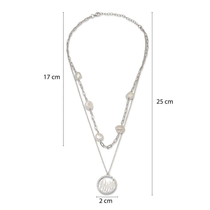 Silver Pearly Abstract Necklace view 5