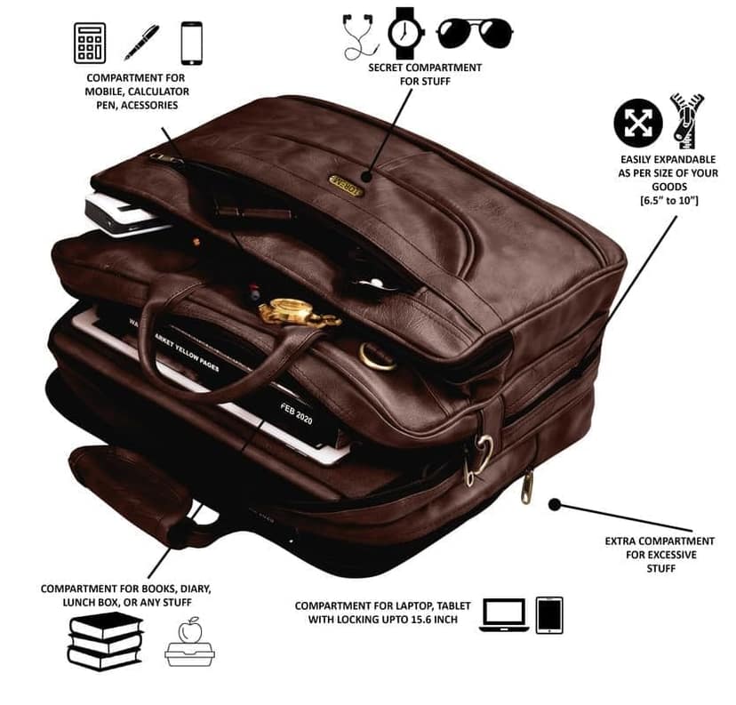 LOREM 28L Faux Leather Messenger Bag For Men-UF view 5