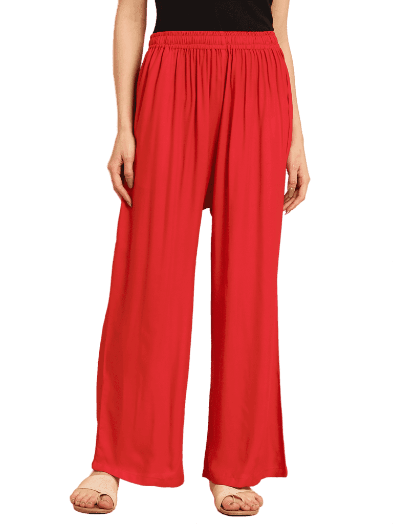 Soft Colors Regular Fit Pocket Palazzo (Magenta) view 7