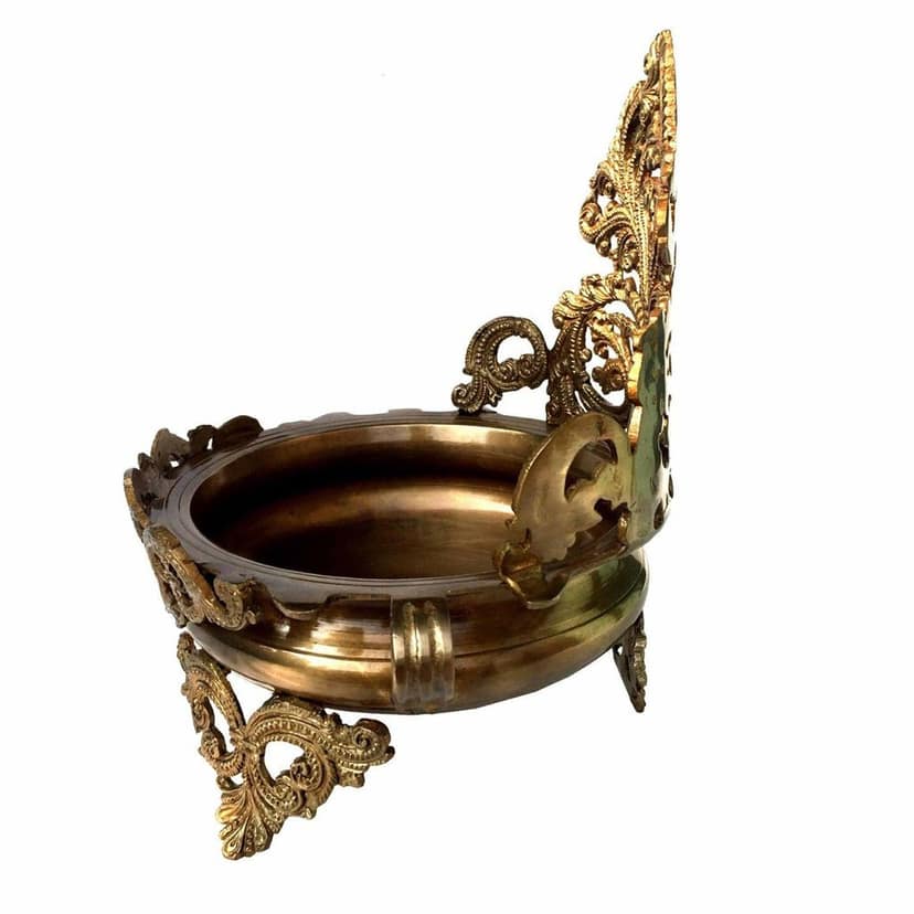 Brass Decorative Flower Urli - Handcrafted Urli Bowl, Diameter : 9 Inch (BSMAS1148 A) view 5