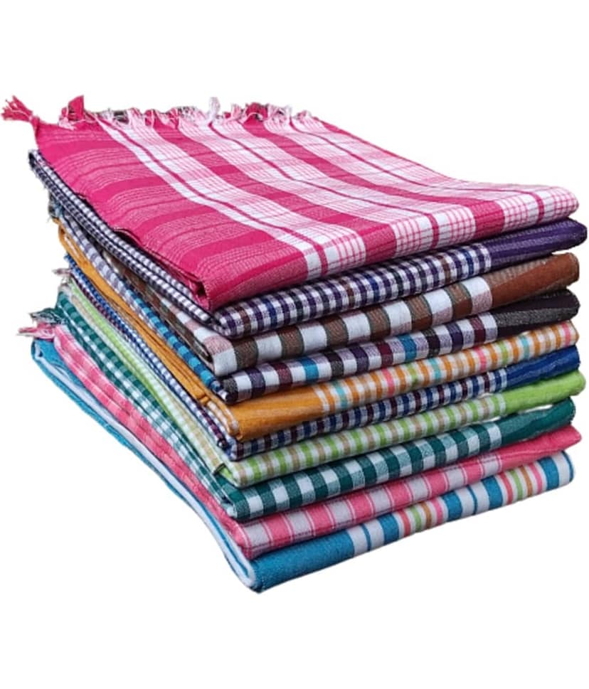 KAKUMANU - Multicolor Cotton Checks Bath Towel (Pack of 4) view 2
