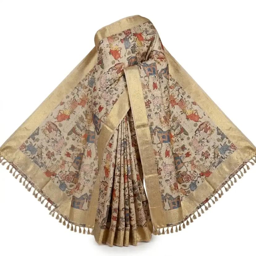 Sambalpuri Golden Cow Motif Heritage Handloom Saree