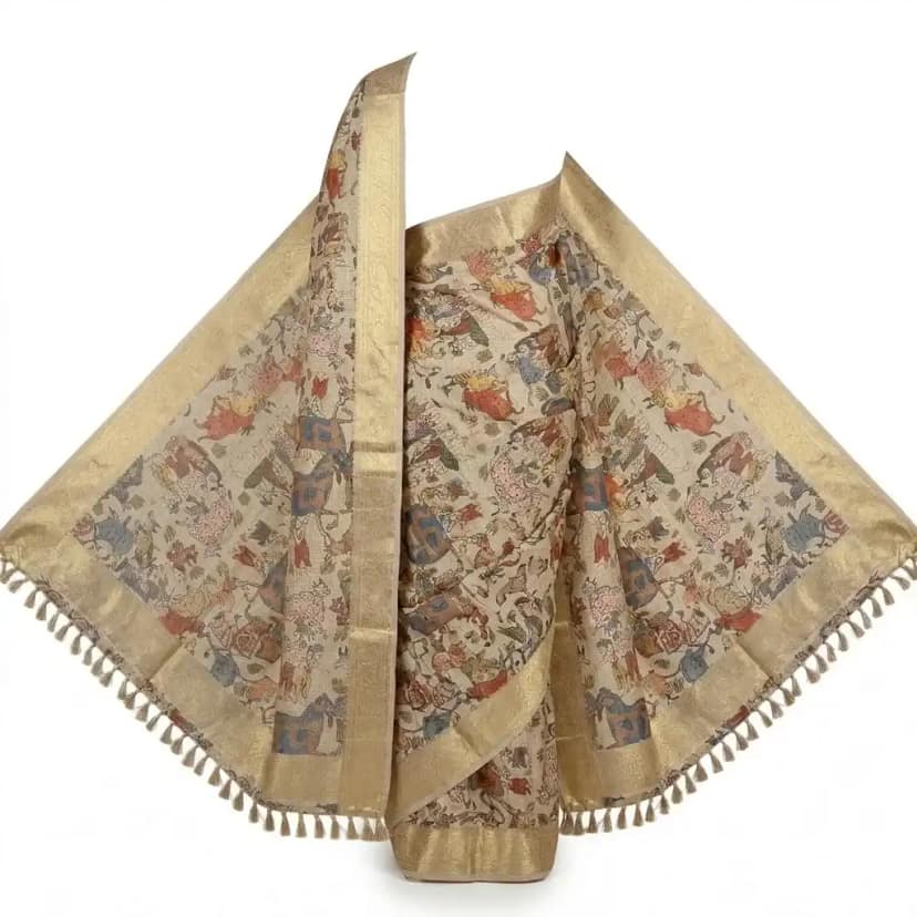 Sambalpuri Golden Cow Motif Heritage Handloom Saree view 2