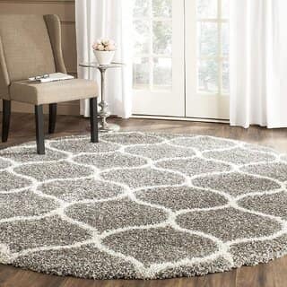 GALLERY HOME Silky Smooth Anti-Skid Shaggy Round Carpet with 2 inch Thickness (9 x 9 Round, Grey A1)