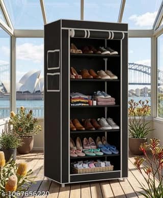 Six layer shoe rack PVC pipe plastic black