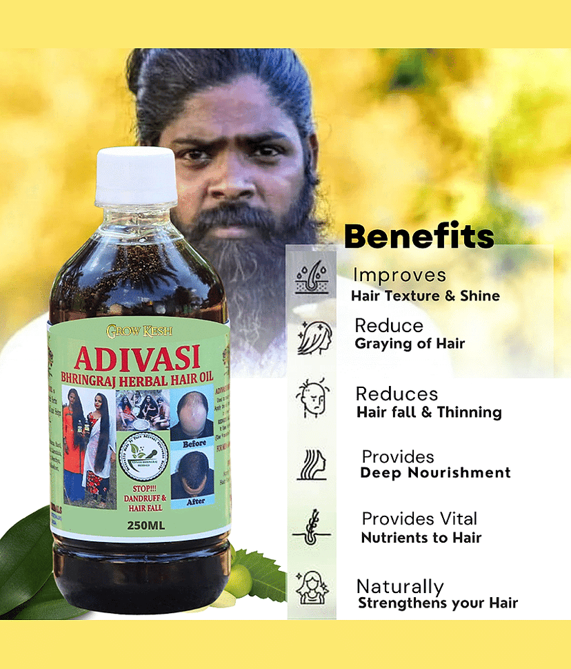 Adivasi Bhringraj Natural Hair Growth Herbal Hair Oil & Shampoo Combo(250 ml)Pack Of 4 view 2