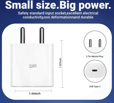 Pandaco 20 W 3 A Wall Charger for Mobile with Detachable Cable (White, Cable Included) view 2