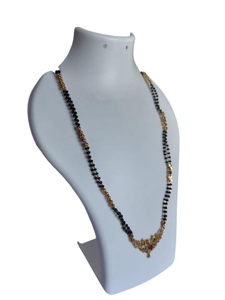 Gold Plated Mangalsutra with Black Beads for Women view 2
