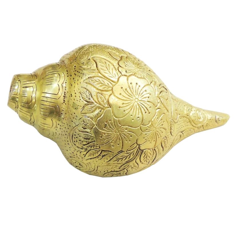 Brass Shankh Conch Shell Idol | Brass Conch Statue | Hindu Pooja Room & Temple Decor, Height : 3 Inch (BSMAS1277 D) view 2