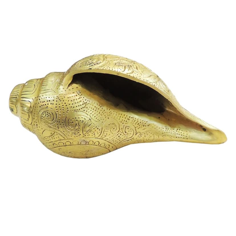 Brass Shankh Conch Shell Idol | Brass Conch Statue | Hindu Pooja Room & Temple Decor, Height : 3 Inch (BSMAS1277 D) view 3