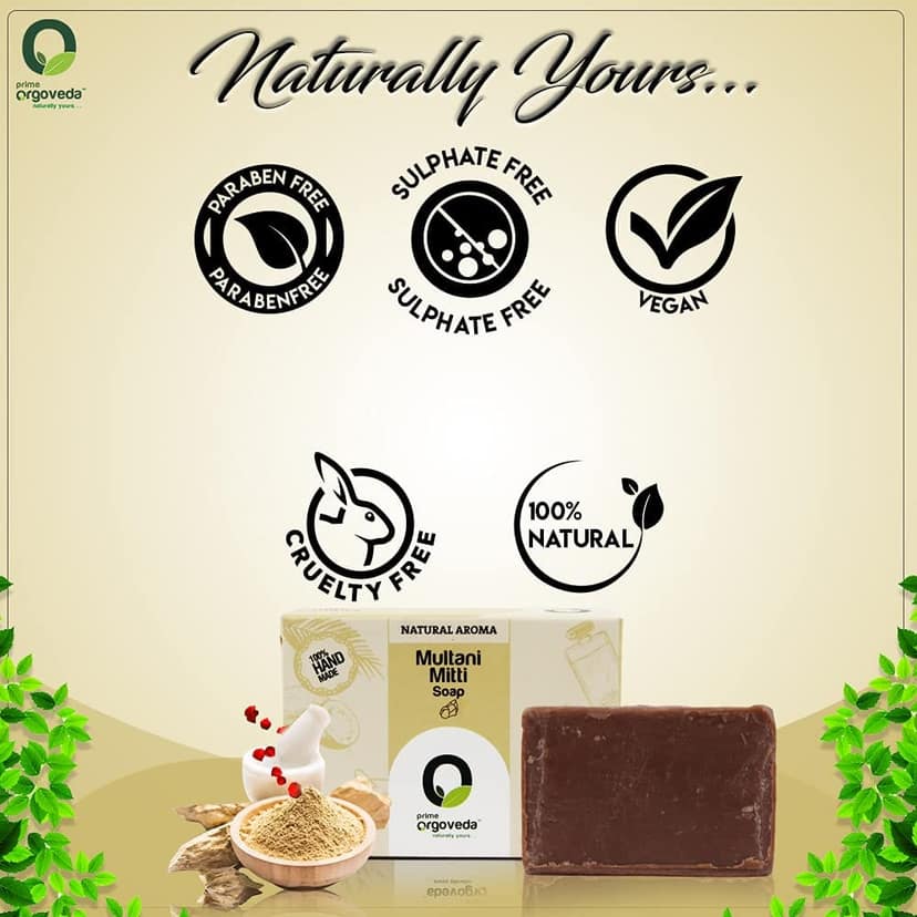 Prime Orgoveda Multani mitti Soap | 100% Natural Organic Handmade, Bathing for All Skin Types - 100g view 5