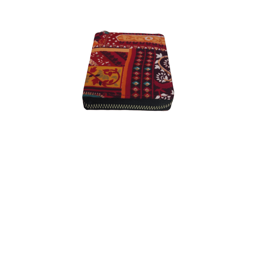 Small Floral Print Cotton Fabric Zip Wallet for Women view 2
