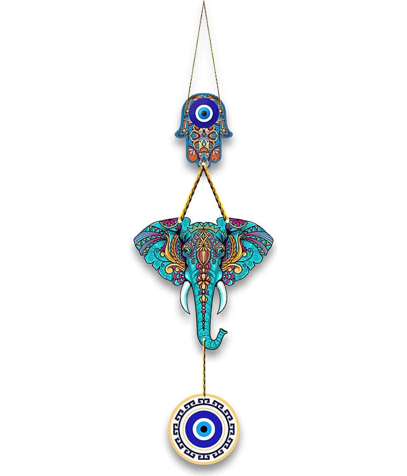 Evil eye elephant wall hanging showpiece for home decoration wall hanging decor wall decoration living room hall door decoration decorative items gift home decor