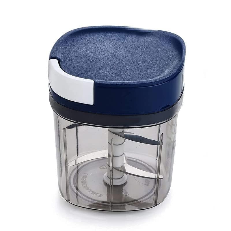NEWWAY 450ml Pull Cord Vegetable Chopper – Mini Manual Food Cutter with 3 Stainless Steel Blades for Onion, Garlic, Fruits, Dry Fruits & More | BPA Free & Compact