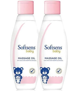 Softsens Baby Calming Massage Oil with Vitamin E, Coconut, Almond & Olive, 200ml, Pack of 2