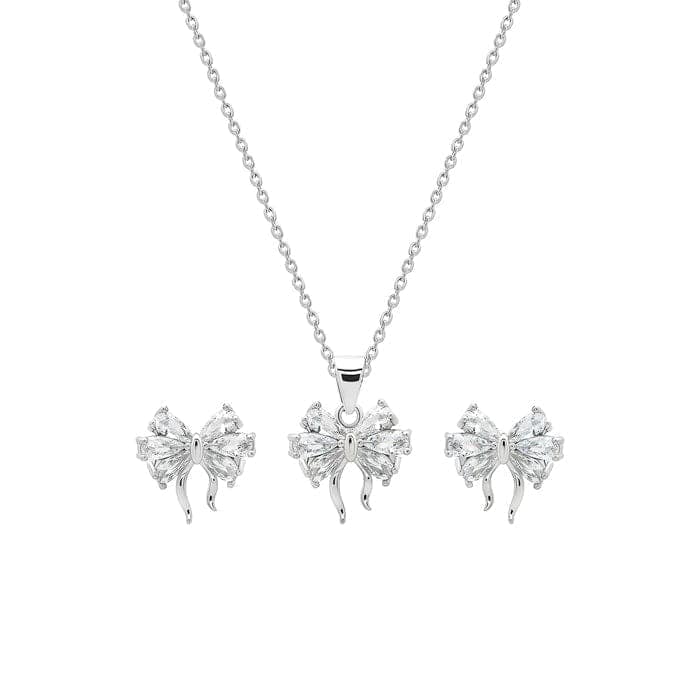 Silver Butterfly Pendant Set