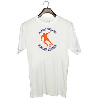 UDNAG Unisex Round Neck Graphic Football, Morris Polyester T-Shirt White