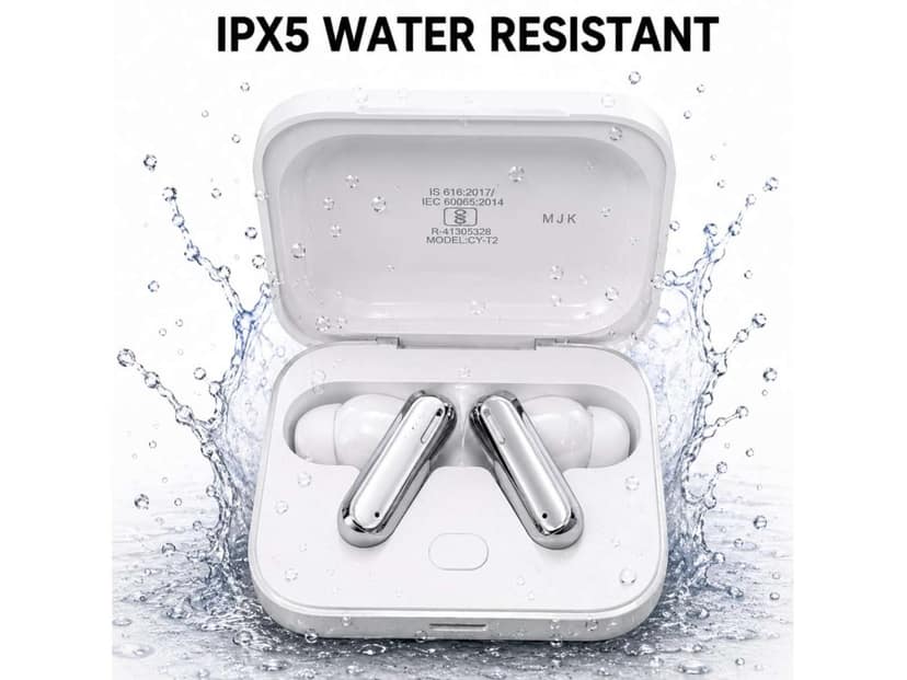 OlivLife ZEN True Wireless Earbuds, Bluetooth 6.0 in-Ear Headphones with ENC Mic, 14H Playtime, Deep Bass, Premium Sound, Type-C Fast Charging Case - White view 2