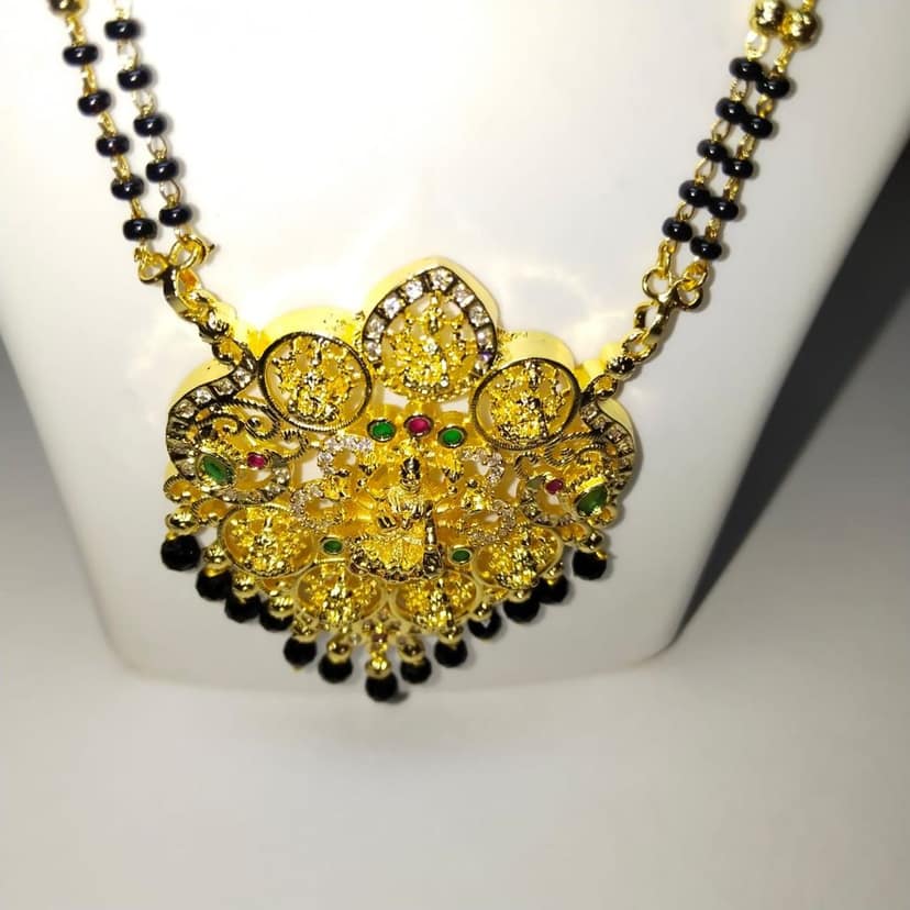 Gold Plated Traditional Indian Mangalsutra Necklace view 3