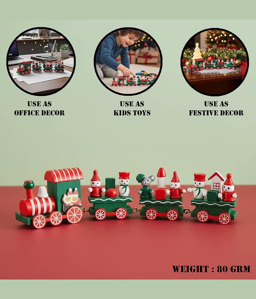 3Mads Pack Of 1 Wooden Christmas Train Toy Set