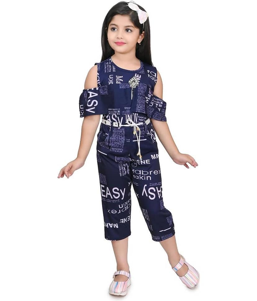 JCT DRESSES Girls Crepe Capri Jumpsuit ( Pack of 1 , Red )