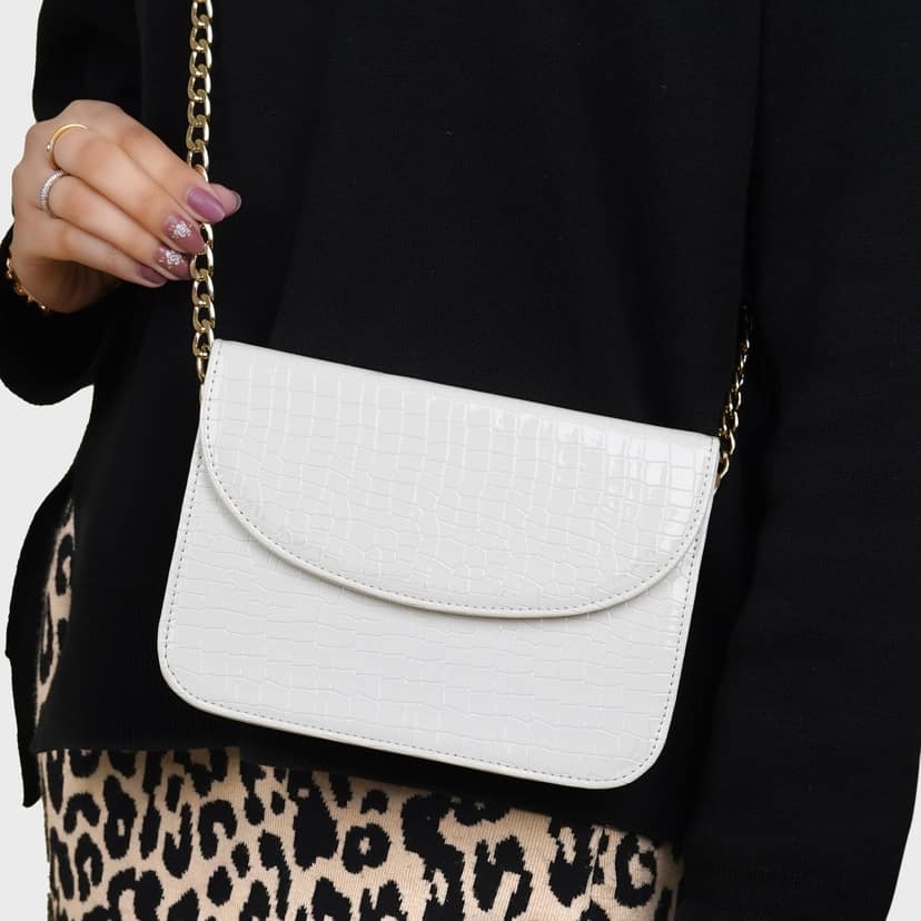 The Wallet Store Premium Brick Style Leather Sling Bag - White view 2