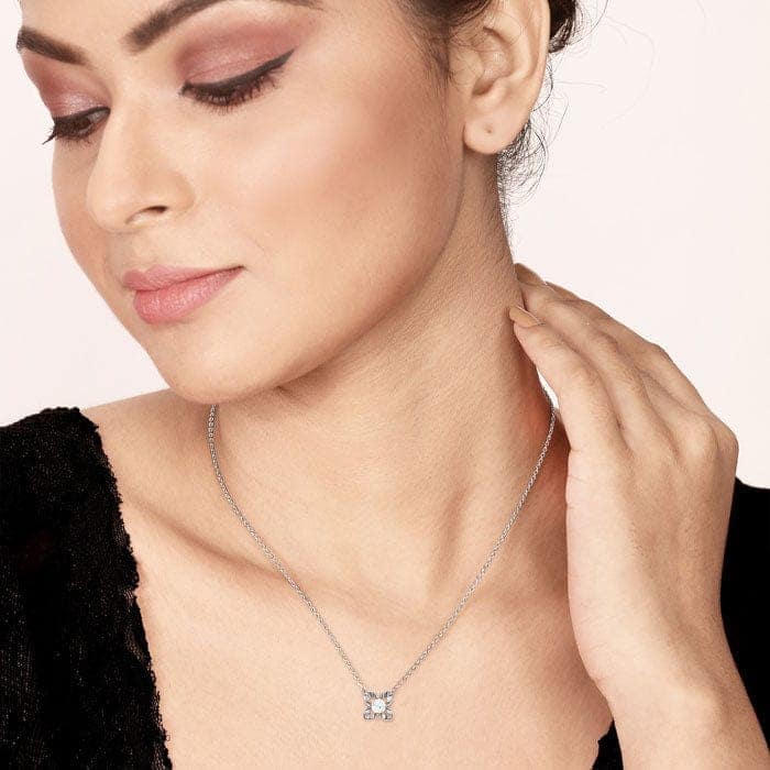 Silver Floral Pendant with Chain view 2