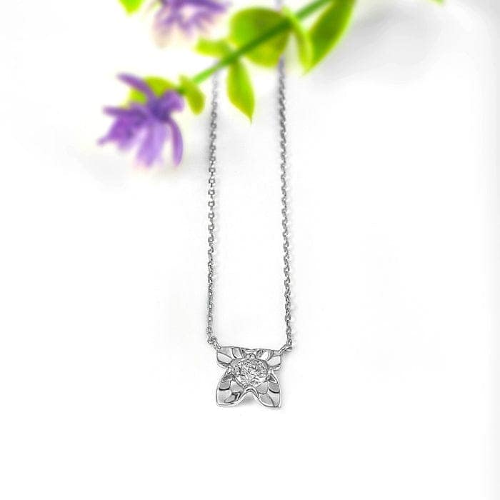 Silver Floral Pendant with Chain view 3
