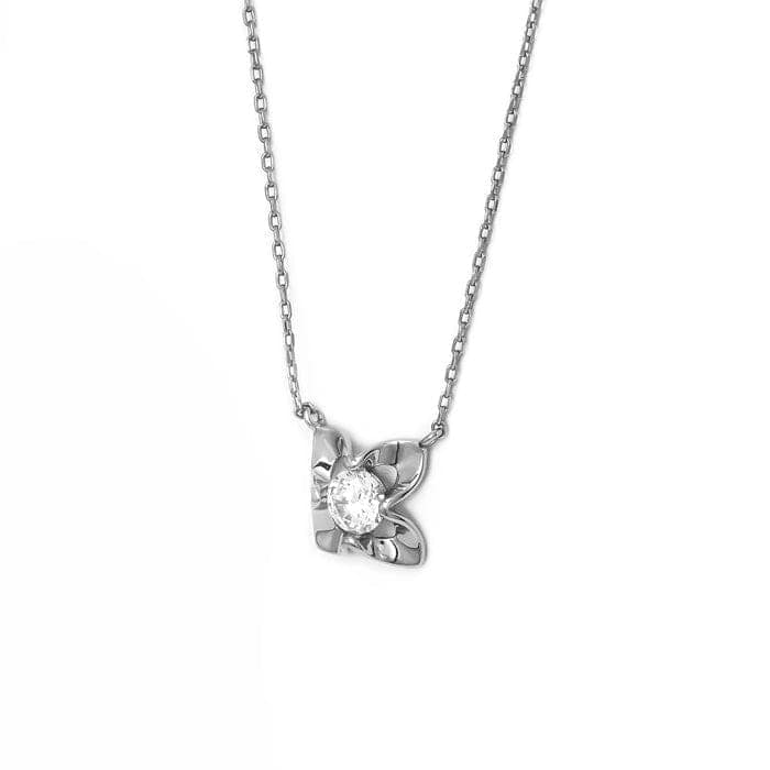 Silver Floral Pendant with Chain view 4