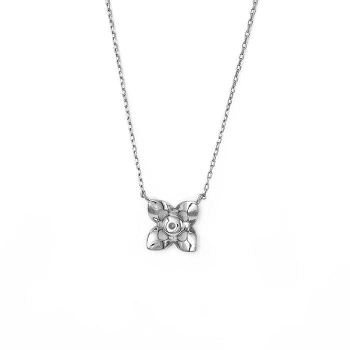 Silver Floral Pendant with Chain view 5