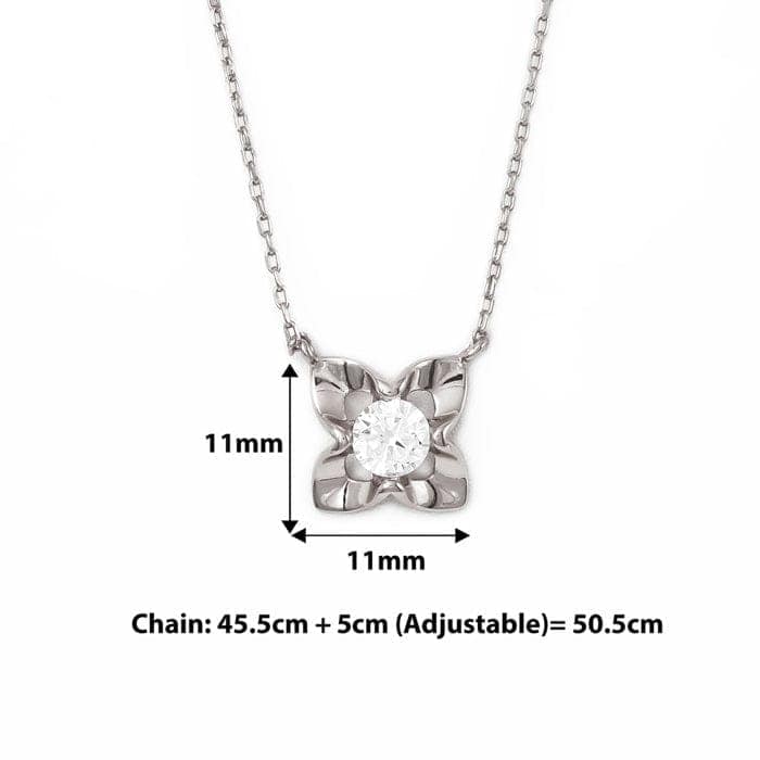 Silver Floral Pendant with Chain view 7