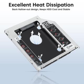 Universal SATA to SATA 2nd HDD SSD Hard Drive Caddy Casing for Laptop CD/DVD-ROM Optical Drive Bay, Includes Screwdriver and Installation Screws