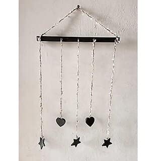 Khush Its Amazing Home Decor Wall Hanging Hand Made Black Stick With Star And Heart Photo Display , DIY Picture Photo Frame Collage Set Includes Multi colour Clips view 2