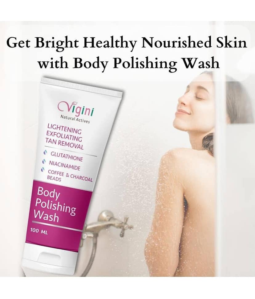 Vigini 100% Natural Actives Skin Lightening Whitening & Body Brightening Polishing Exfoliating D-Tan Removal Scrub Gel Wash With Glutathione Niacinamide Coffee and Charcoal Beads-200ml view 2
