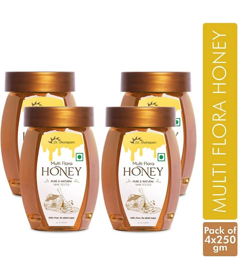 Dr. Morepen Pure & Natural Multi Flora Honey 100% Pure No Added Sugar |NMR Tested Pack of 4 (1Kg)