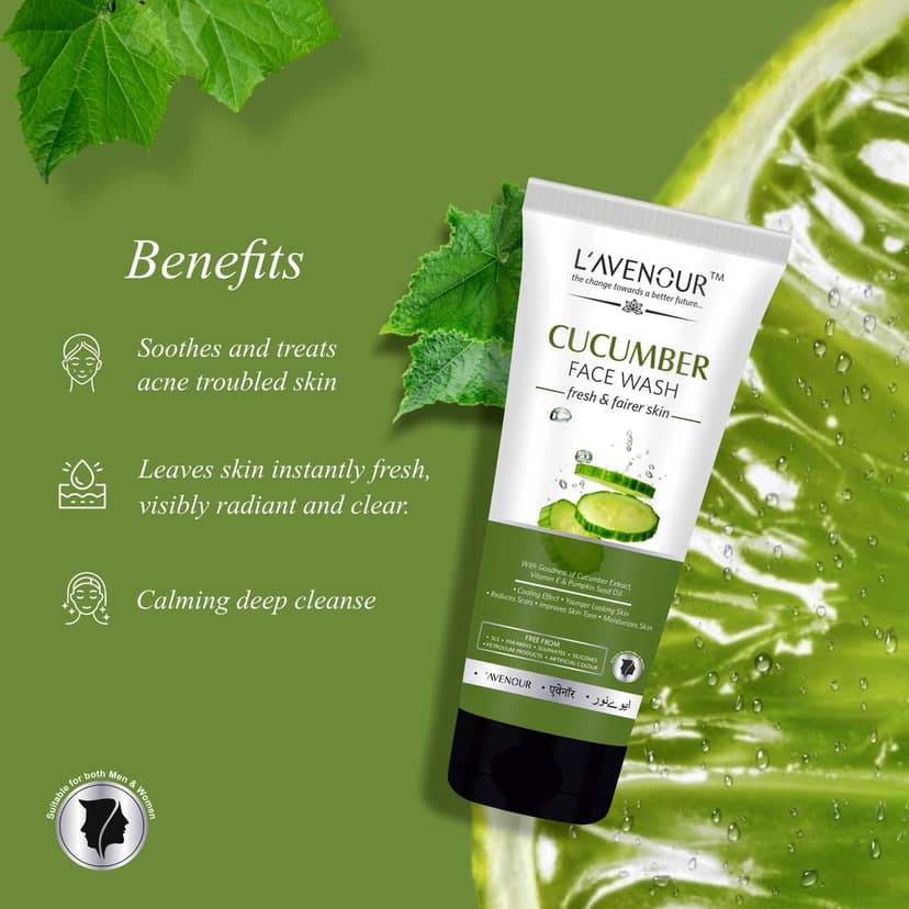 L'avenour Cucumber Face Wash For Cooling Effect, Reduce Scars, Fresh Skin For Men & Women - 115ml (Pack of 2) view 4