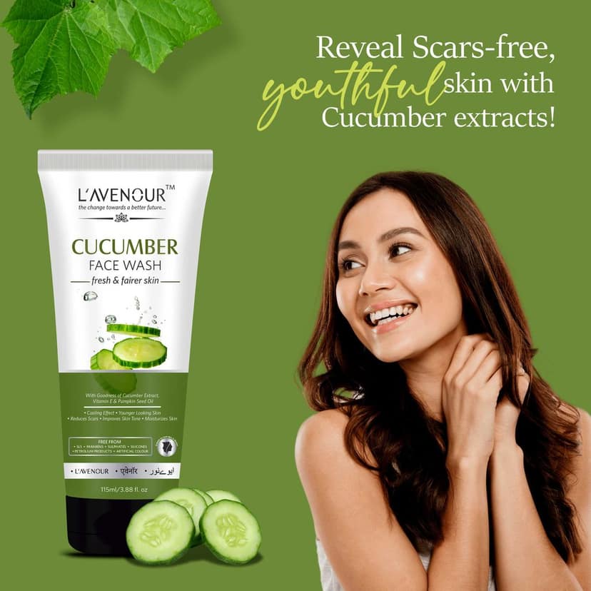 L'avenour Cucumber Face Wash For Cooling Effect, Reduce Scars, Fresh Skin For Men & Women - 115ml (Pack of 2) view 5