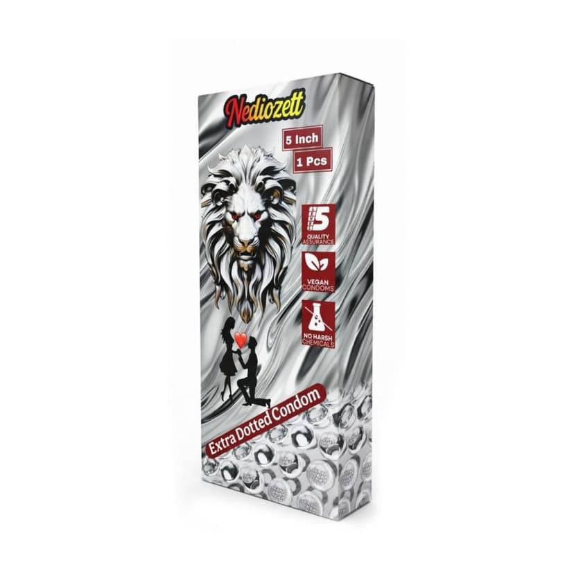 Nediozett Crystal Dotted Reusable For Long Last Action Condom Silicone Condom Extra Dotted Silver Series for More Extra Pleasure 5 inch (Pack of 1) view 2