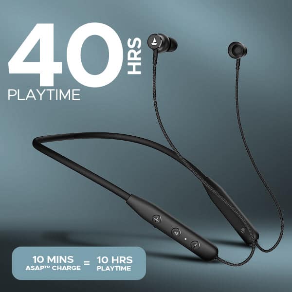 boAt Rockerz 110 | Wireless Earphone with 40H Playback, ASAP™ Charge, Dual Pairing, ENx™ Technology, BEAST™ Mode Active Black view 2
