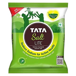 Tata Salt Lite 15% Low Sodium Iodised Salt, 1 kg Pouch - 1 kg - One unit
