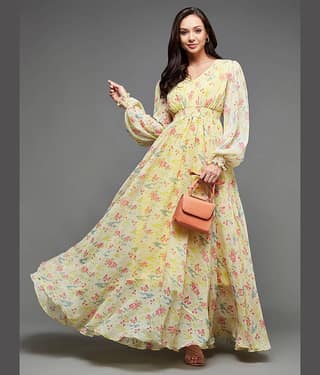 Miss Chase Women Chiffon Printed Fit & Flare Dress ( Multi Color )