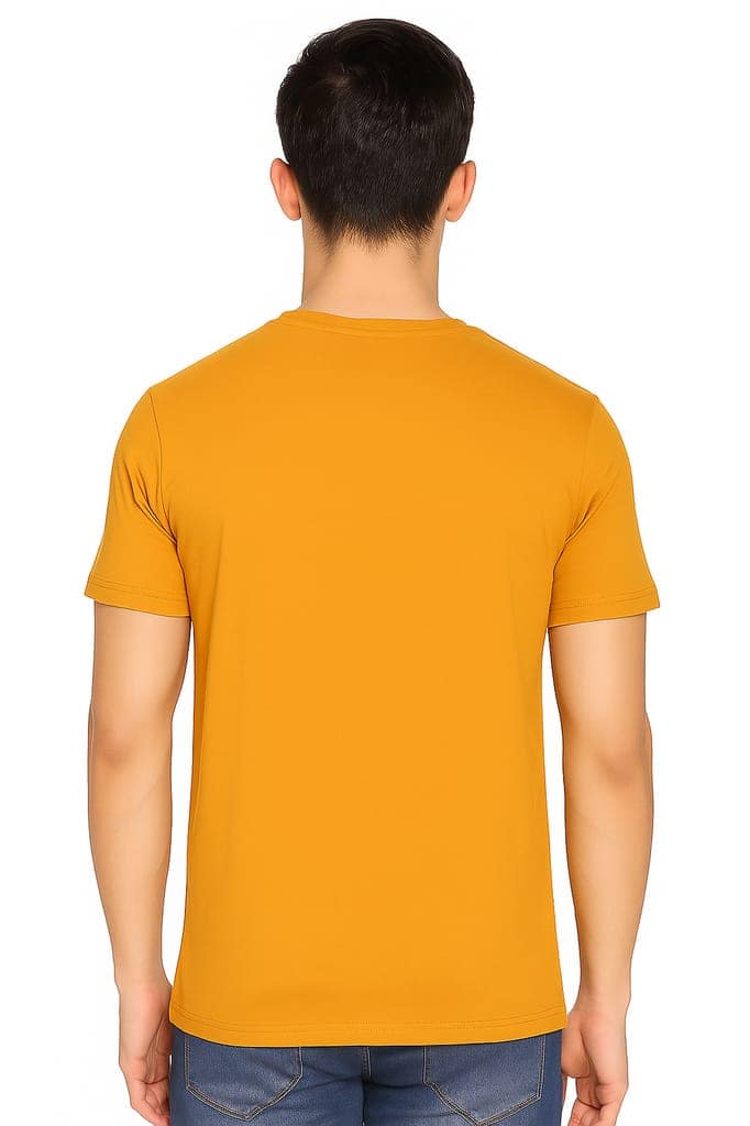 Men's Yellow Cotton T-shirt with Cute Panda Cartoon Print | Half Sleeve Casual Wear Tee view 3