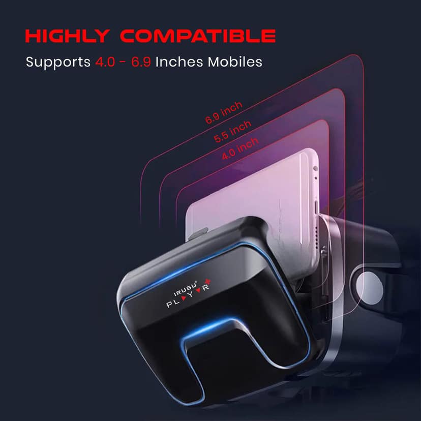 Irusu Play VR Ultra 3D VR Headset for Mobile - Virtual Reality Headset with 40MM HD Anti blueray Coated Lens,Controller,Stereo Headphones,Type C Connector,Inbuilt Touch Button for Mobile VR Gaming. view 5