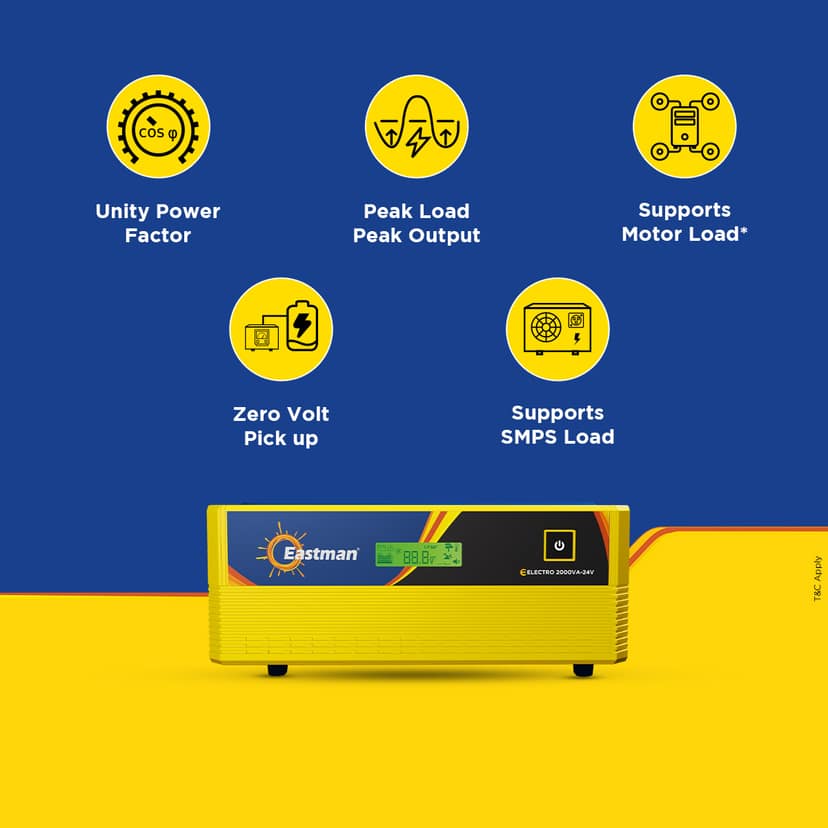 Eastman Electro 2000VA-24V Square Wave Home UPS | Inverter for Home, Office & Shops | 36 Months Warranty | 10 Years Warranty on Transformer view 2