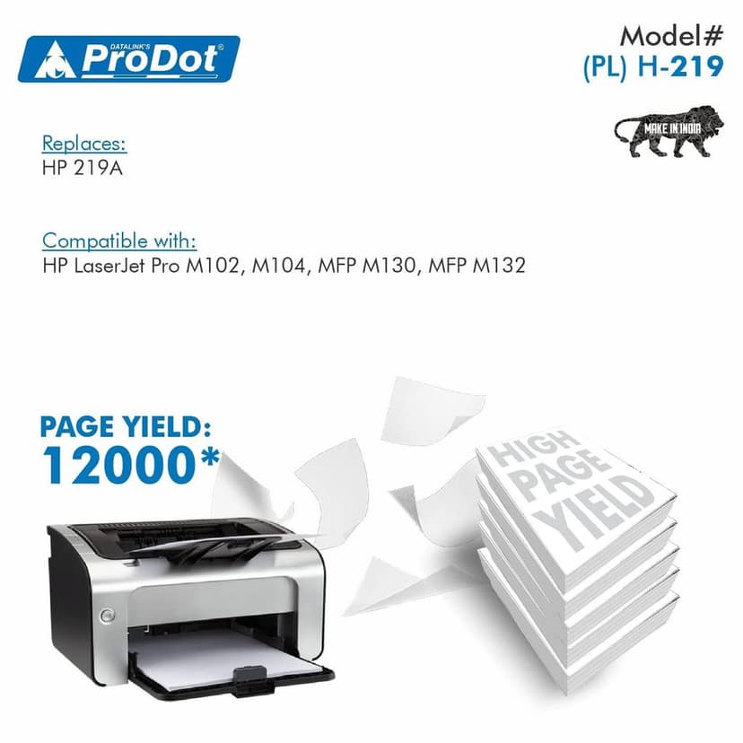 ProDot (PRO H-219 Laser Toner Cartridge for HP CF219A & Canon CRG 049 Compatible with HP Laserjet Pro M102, MFP M132 & Canon Image Class LBP113w, LBP110 Series, i-SENSYS LBP113w, MF113w view 2